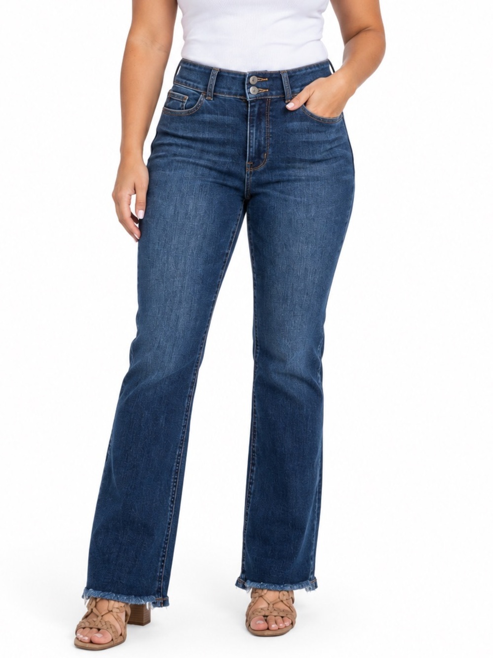 Judy Blue High Rise Frayed Hem Bootcut Jeans size 15/32